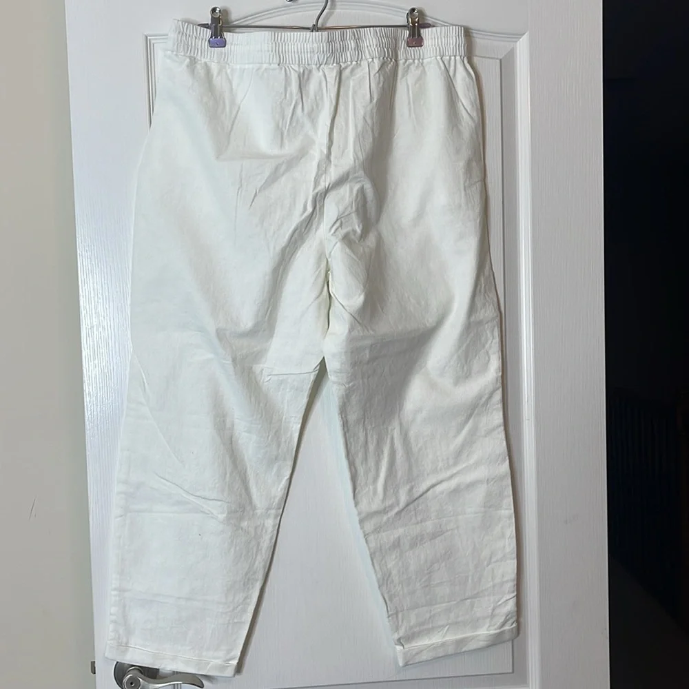 J Crew Linen Cotton Blend Drawstring Pants White 16